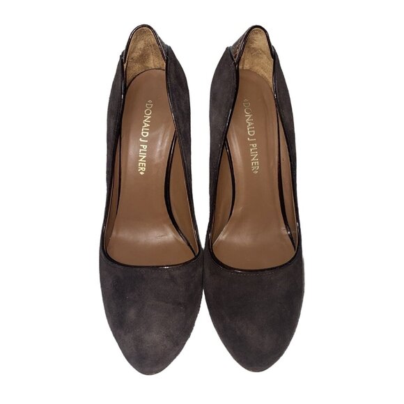 Donald J Pliner Brown Suede Snakeskin Dawn Pumps Heels Size 6 - Picture 4 of 11